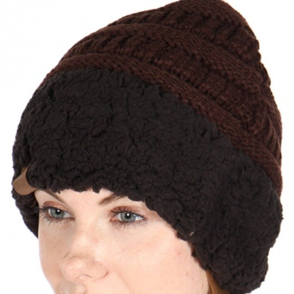 Womens Heimish USA Beanie Cap Winter Chill Blocker Sherpa Fleece Cozy Cuff Hat